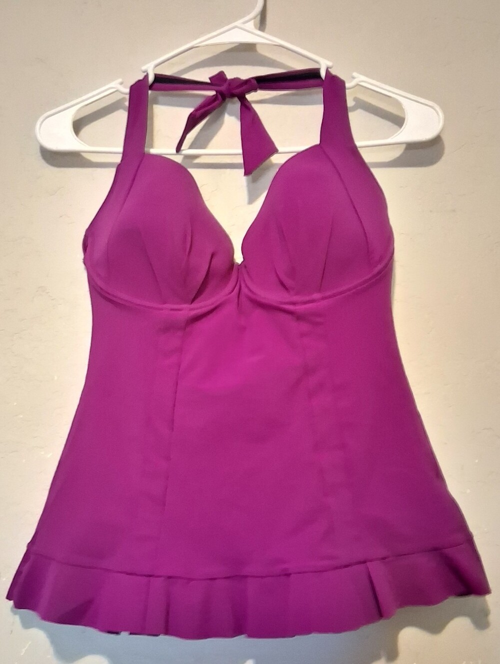 Profile By Gottex Magenta Tankini Top Padded Underwire Ruffle 36D Halter